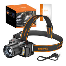 Superfire HL25 fejlámpa, 700lm, USB-C