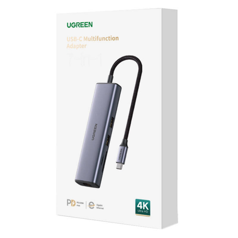 UGREEN Adapter Hub, USB-C 2x, USB 3.0, HDMI, RJ45, SD/TF UGREEN Adapter Hub, USB-C 2x, USB 3.0, HDMI, RJ45, SD/TF