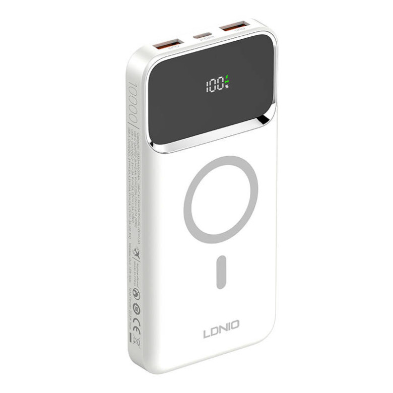 LDNIO Powerbank PQ12, 15W, 10000mah (fehér)