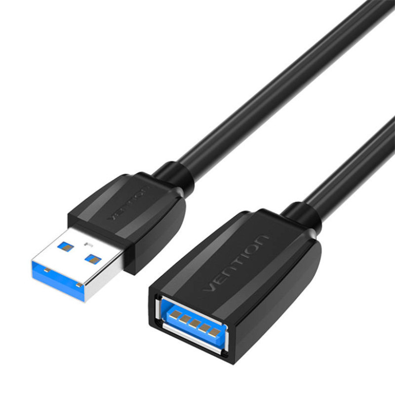 USB 3.0 hím USB csatlakozó USB csatlakozóba hosszabbító kábel, Vention 1,5m (fekete)