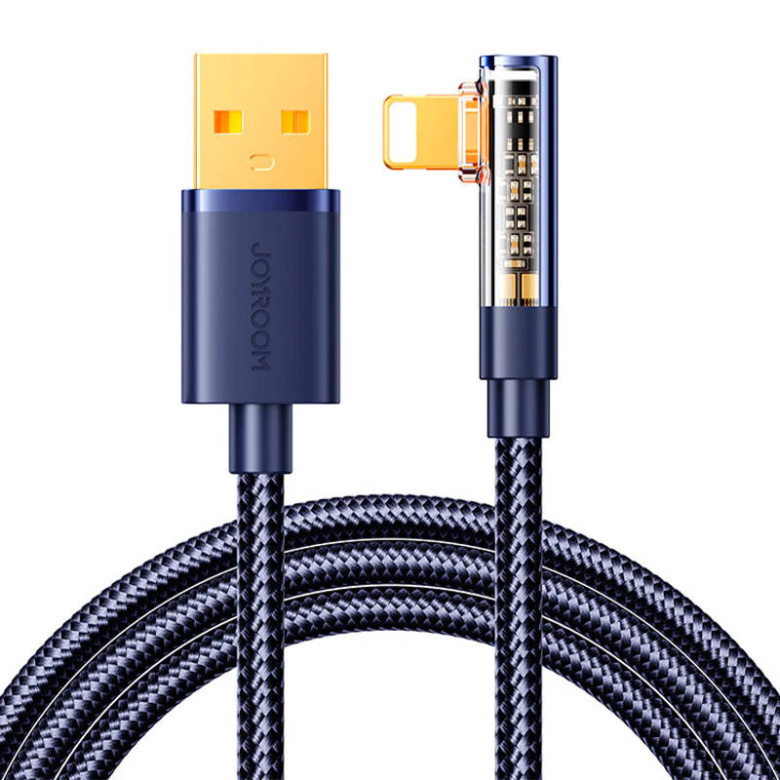 USB-A / Lightning / szög / 1.2m Joyroom S-UL012A6 (niebieski)