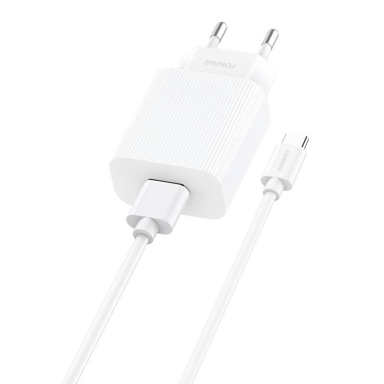 Foneng EU28 hálózati töltő, 1x USB, QC 3.0 + USB + USB-C kábel