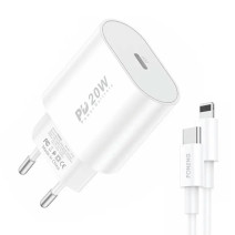 Foneng EU39 gyorstöltő, 1x USB, PD 3.0 + USB-C-Lightning kábel