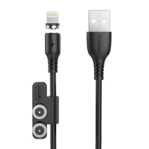 Foneng X62 3 az 1-ben USB-C/Lightning/Micro-USB kábel mágnessel, 2.4A, 1m (fekete) Foneng X62 3 az 1-ben USB-C/Lightning/Micro-USB kábel mágnessel, 2.4A, 1m (fekete)