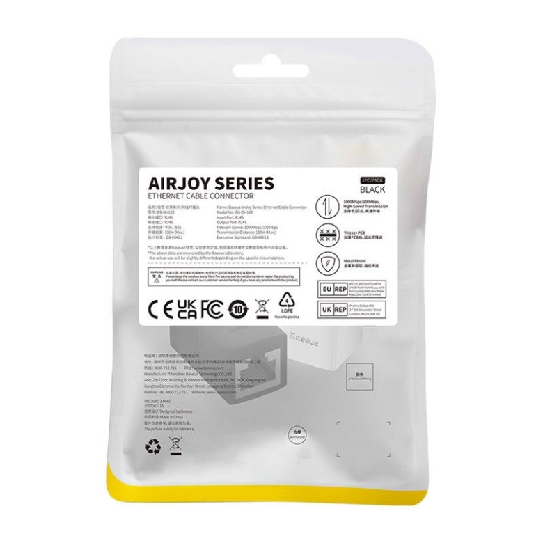 Baseus AirJoy Series RJ-45 internetkábel-csatlakozó (fekete) Baseus AirJoy Series RJ-45 internetkábel-csatlakozó (fekete)