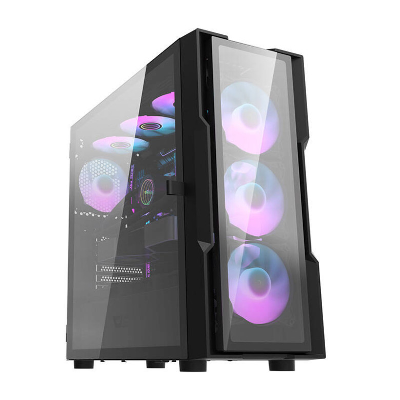 Darkflash DK431 Glass számítógépház + 4 RGB ventilátor (fekete)