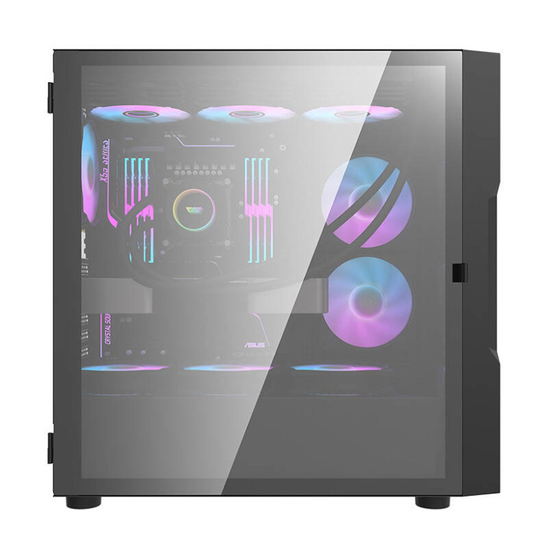 Darkflash DK431 Glass számítógépház + 4 RGB ventilátor (fekete)