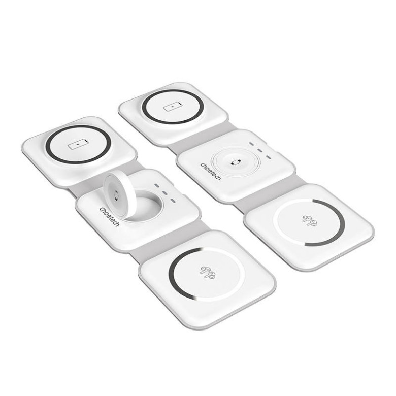 Choetech T588-F 3in1 mágneses induktív töltő 15W (fehér) Choetech T588-F 3in1 mágneses induktív töltő 15W (fehér)