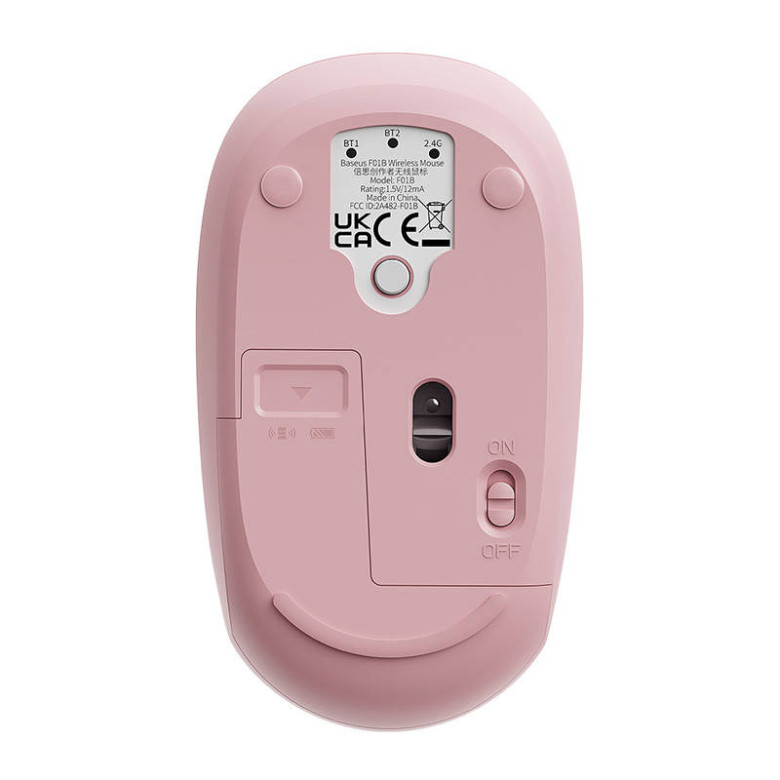 Baseus F01B vezeték nélküli egér, Tri-mode 2.4G BT 5.0 1600 DPI (rózsaszín) Baseus F01B vezeték nélküli egér, Tri-mode 2.4G BT 5.0 1600 DPI (rózsaszín)