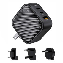 INVZI GanHub 2x USB-C + USB töltő, 65W, EU/UK/AU/US (fekete)