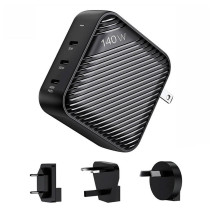 INVZI GanHub 3x USB-C hálózati töltő, 140W, EU/UK/AU/US (fekete)