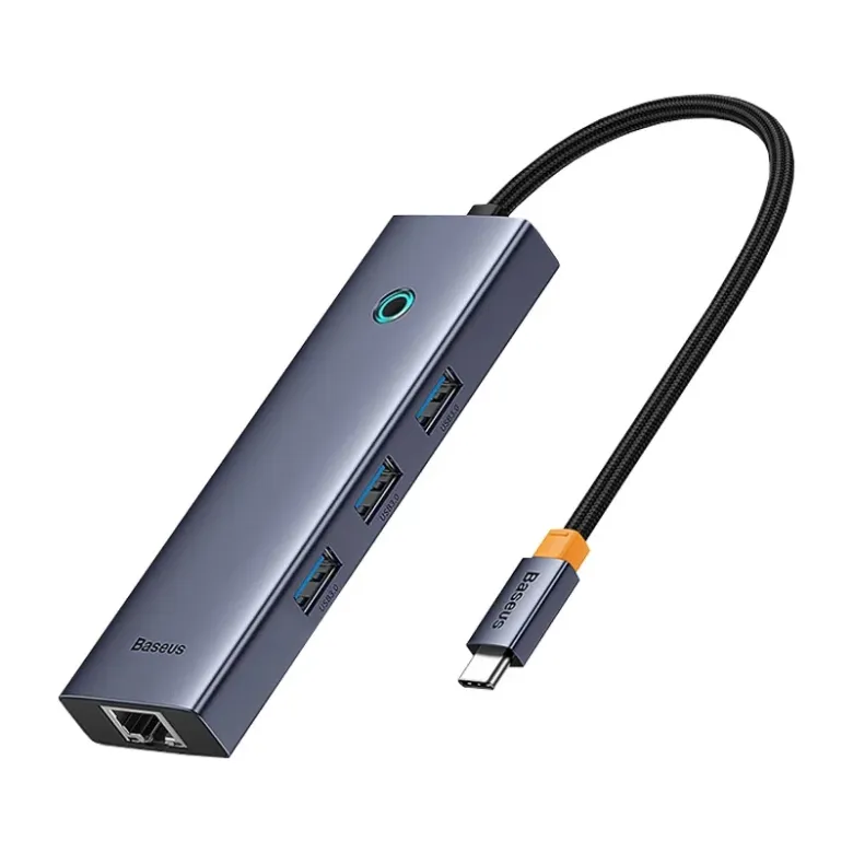 Baseus UltraJoy 4 az 1-ben hub, USB-C 3x + USB 3.0 + RJ45 (szürke) Baseus UltraJoy 4 az 1-ben hub, USB-C 3x + USB 3.0 + RJ45 (szürke)