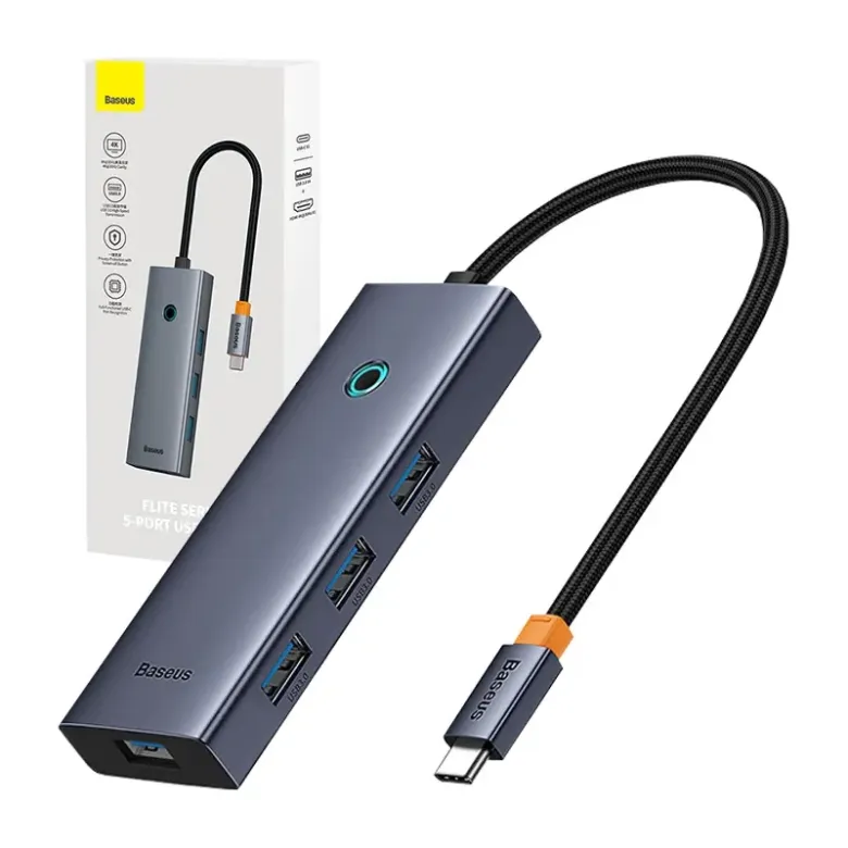 Baseus UltraJoy 5 az 1-ben Hub (1xHDMI4K@30Hz + 4xUSB 3.0) szürke