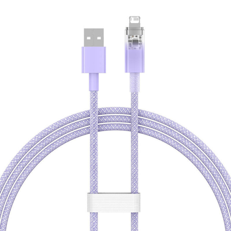 Baseus Lightning Explorer Series Gyorstöltő kábel USB-A, 1m, 2,4A (lila)