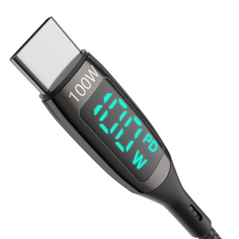 BlitzWolf BW-TC23 USB-C-USB-C kábel kijelzővel, 100W, 1,8m (fekete) BlitzWolf BW-TC23 USB-C-USB-C kábel kijelzővel, 100W, 1,8m (fekete)