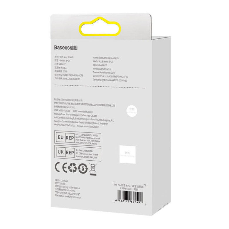 Baseus BA07 vezeték nélküli adapter (fekete) Baseus BA07 vezeték nélküli adapter (fekete)