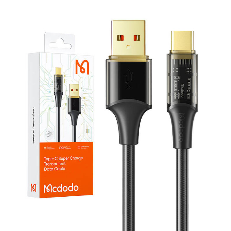 Mcdodo USB-C kábel CA-2092, 6A, 1.8m (fekete) Mcdodo USB-C kábel CA-2092, 6A, 1.8m (fekete)
