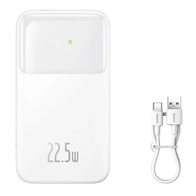 Baseus Powerbank Comet 10000mAh, USB - USB-C, lightning, 22.5W (fehér) Baseus Powerbank Comet 10000mAh, USB - USB-C, lightning, 22.5W (fehér)