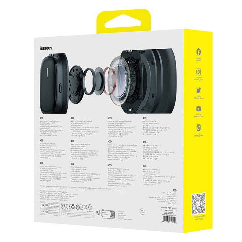 Baseus Bowie H1i vezeték nélküli fejhallgató zajszűréssel (fekete)