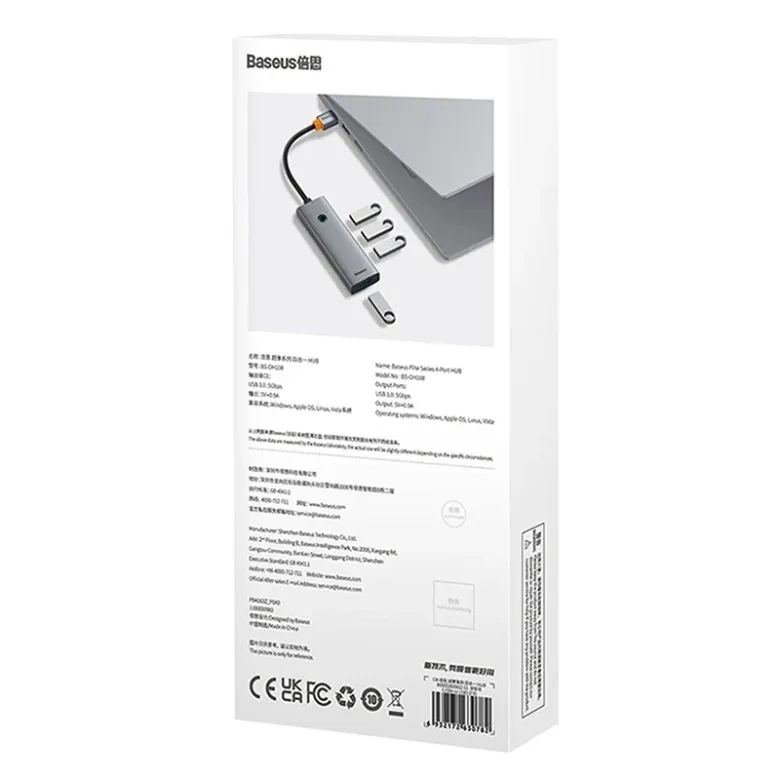Baseus UltraJoy 4 az 1-ben Hub USB-A+4xUSB 3.0 (űrszürke)
