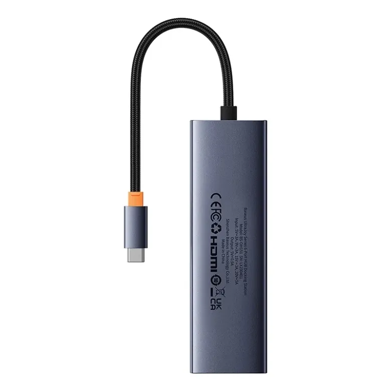 Baseus UltraJoy 6 az 1-ben USB-C Hub, HDMI4K@30Hz1+3xUSB 3.0+PD+RJ45 (szürke)
