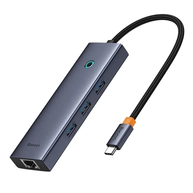 Baseus UltraJoy 6 az 1-ben USB-C Hub, HDMI4K@30Hz1+3xUSB 3.0+PD+RJ45 (szürke)