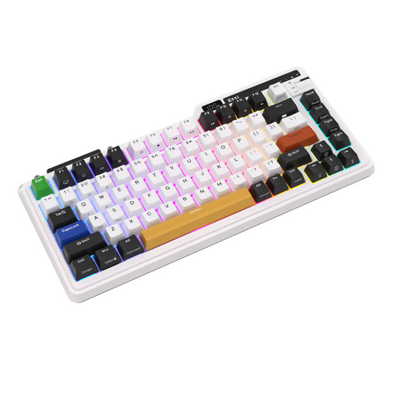 Royal Kludge KZZI K75 pro RGB vezeték nélküli mechanikus billentyűzet, Moment Switch (fekete és fehér) Royal Kludge KZZI K75 pro RGB vezeték nélküli mechanikus billentyűzet, Moment Switch (fekete és fehér)