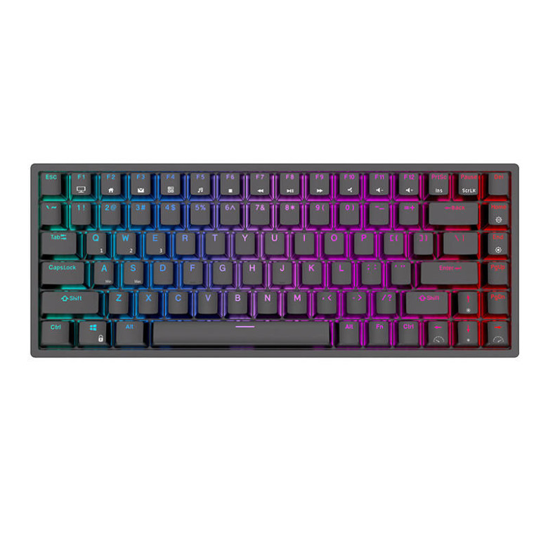 Royal Kludge RK84 RGB vezeték nélküli mechanikus billentyűzet, piros kapcsoló (fekete) Royal Kludge RK84 RGB vezeték nélküli mechanikus billentyűzet, piros kapcsoló (fekete)