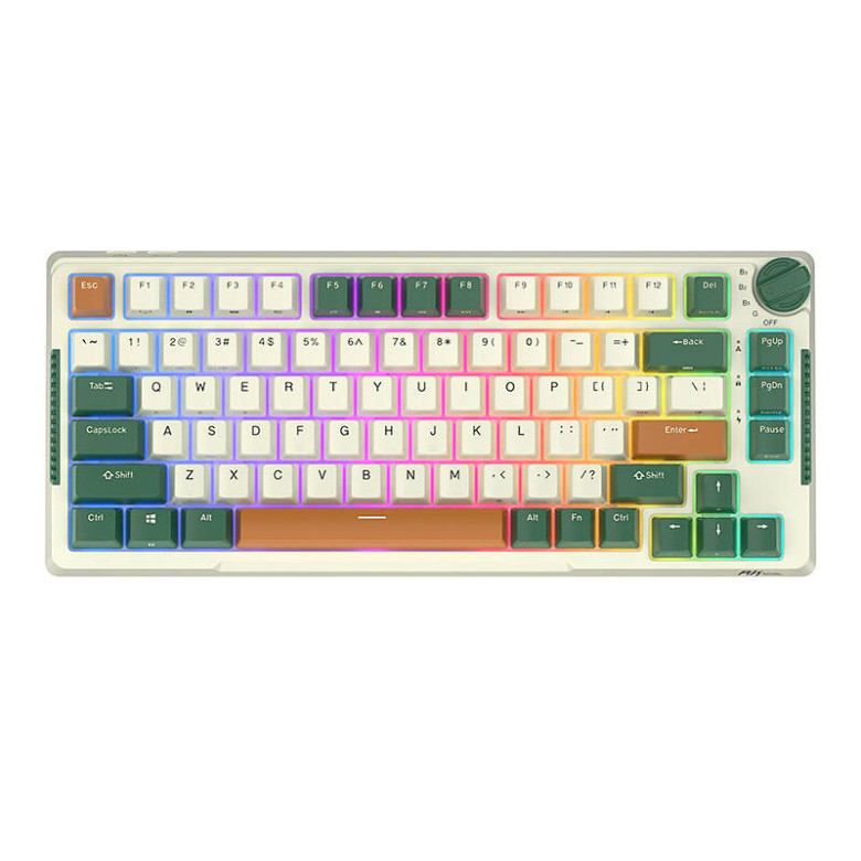 Royal Kludge RKH81 RGB vezeték nélküli mechanikus billentyűzet, Sky cyan kapcsoló (zöld)