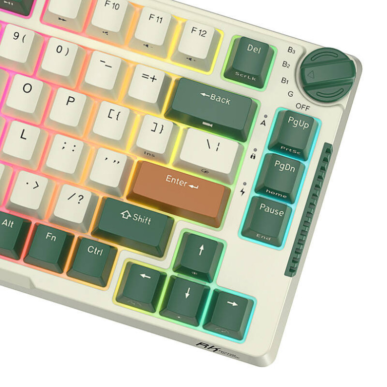Royal Kludge RKH81 RGB vezeték nélküli mechanikus billentyűzet, Sky cyan kapcsoló (zöld) Royal Kludge RKH81 RGB vezeték nélküli mechanikus billentyűzet, Sky cyan kapcsoló (zöld)