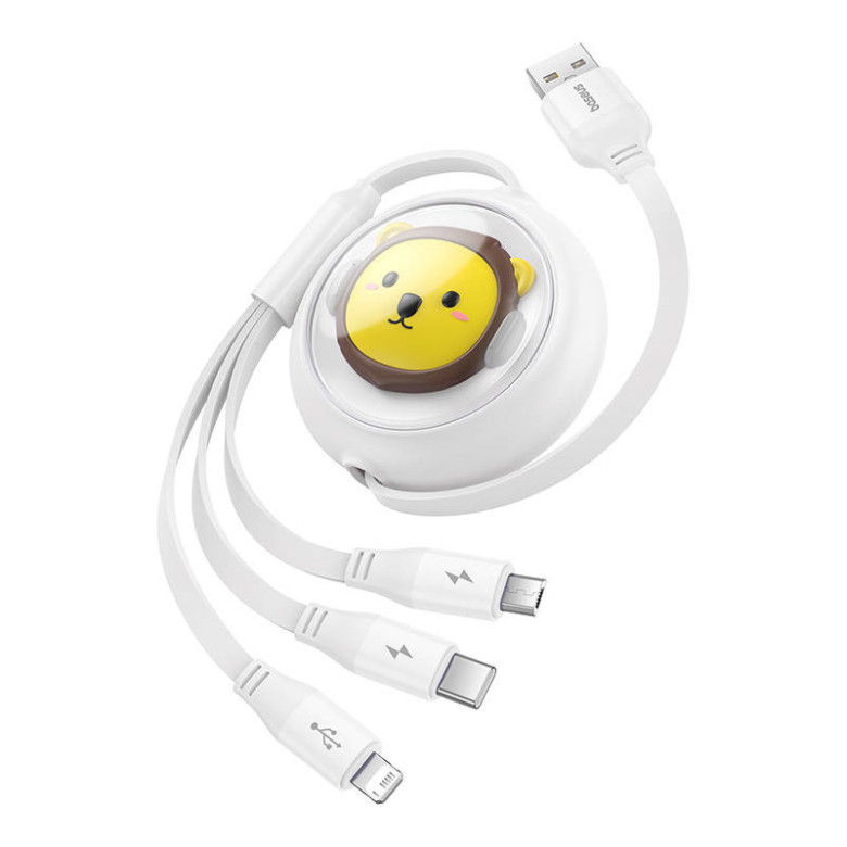 Baseus 3-1 töltőkábel USB - USB-C, USB-M, Lightning, 3,5A, 1,1m (fehér) Baseus 3-1 töltőkábel USB - USB-C, USB-M, Lightning, 3,5A, 1,1m (fehér)