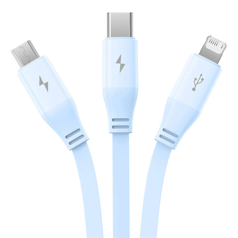 Baseus 3-1 töltőkábel USB - USB-C, USB-M, Lightning, 3,5A, 1,1m (kék)