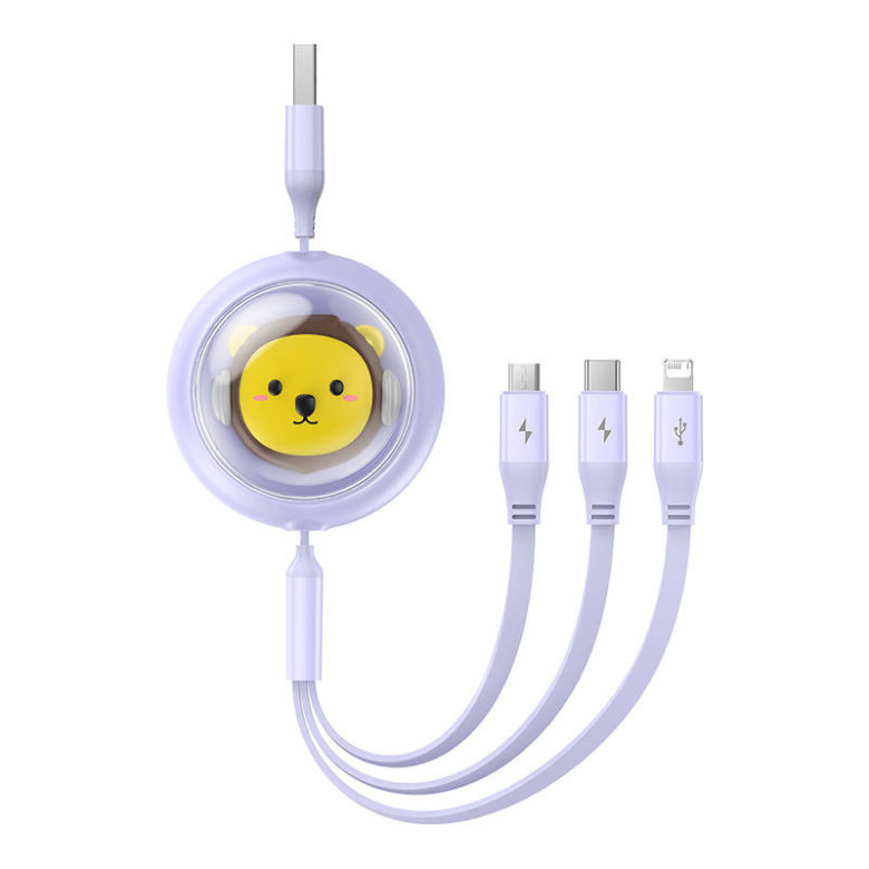 Baseus 3-1 töltőkábel USB - USB-C, USB-M, Lightning, 3,5A, 1,1m (lila) Baseus 3-1 töltőkábel USB - USB-C, USB-M, Lightning, 3,5A, 1,1m (lila)