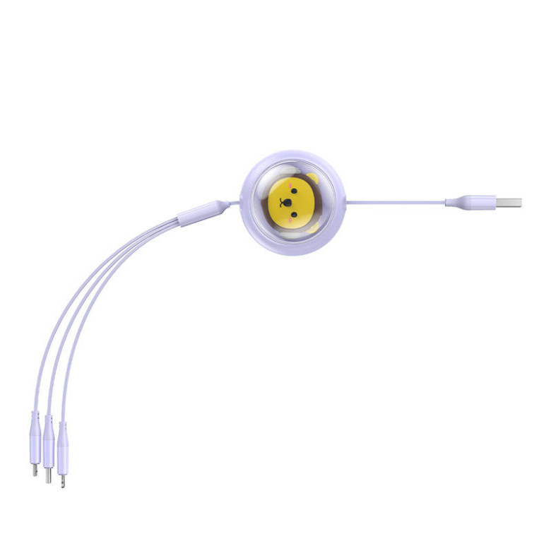 Baseus 3-1 töltőkábel USB - USB-C, USB-M, Lightning, 3,5A, 1,1m (lila) Baseus 3-1 töltőkábel USB - USB-C, USB-M, Lightning, 3,5A, 1,1m (lila)