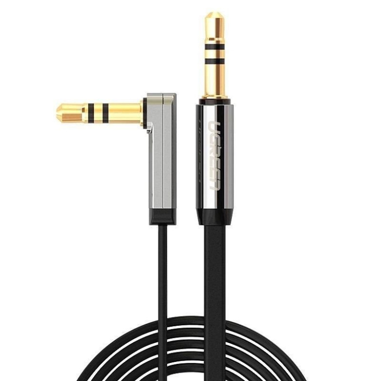 UGREEN Szögletes mini jack kábel 3,5 mm AUX lapos, 1 m (fekete) UGREEN Szögletes mini jack kábel 3,5 mm AUX lapos, 1 m (fekete)