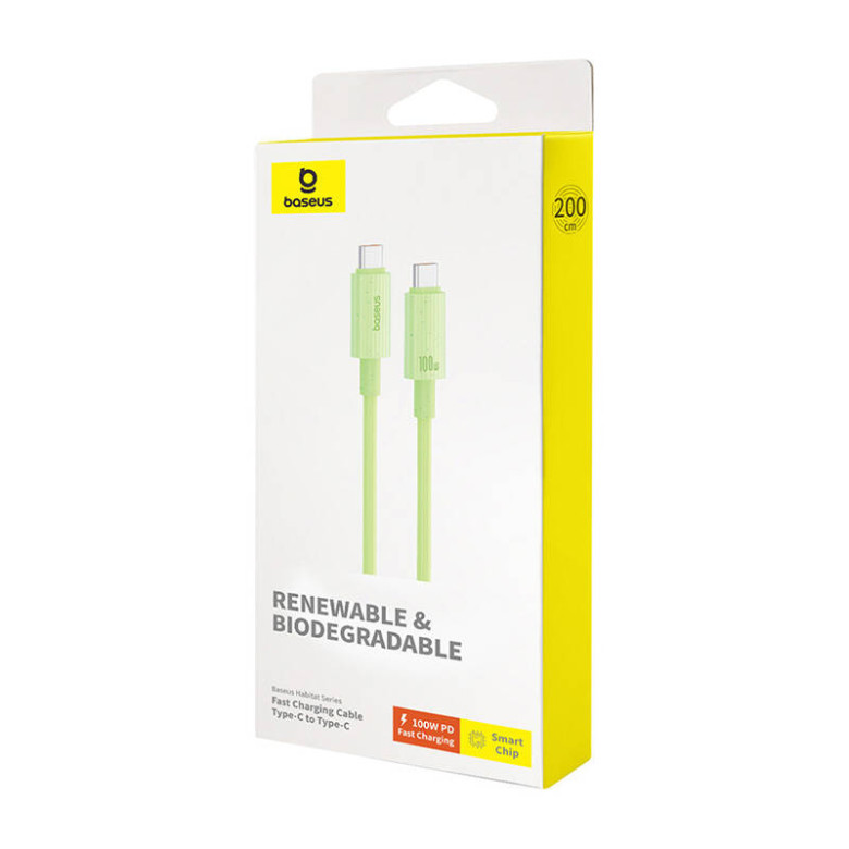 Baseus Habitat Series gyorstöltő kábel USB-C - USB-C, 100W, 2m (zöld) Baseus Habitat Series gyorstöltő kábel USB-C - USB-C, 100W, 2m (zöld)