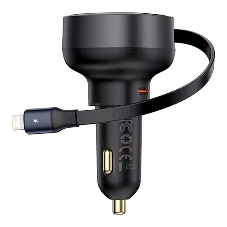 Baseus Enjoyment Pro autós töltő USB-C - Lightning kábellel, 55W (fekete) Baseus Enjoyment Pro autós töltő USB-C - Lightning kábellel, 55W (fekete)