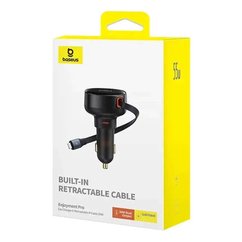 Baseus Enjoyment Pro autós töltő USB-C - Lightning kábellel, 55W (fekete) Baseus Enjoyment Pro autós töltő USB-C - Lightning kábellel, 55W (fekete)