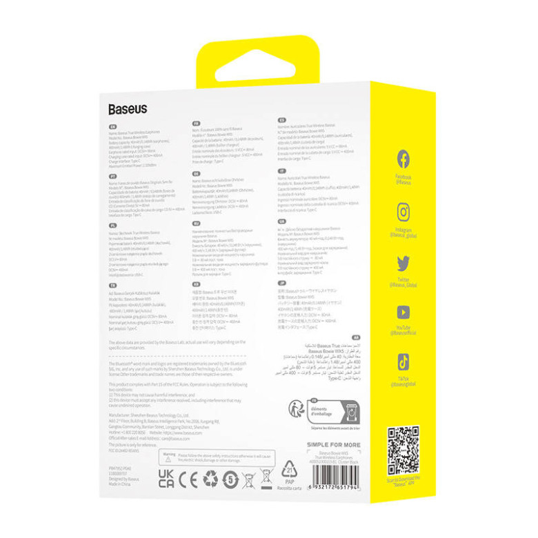 Baseus Bowie WX5 TWS Fülhallgató (fekete)