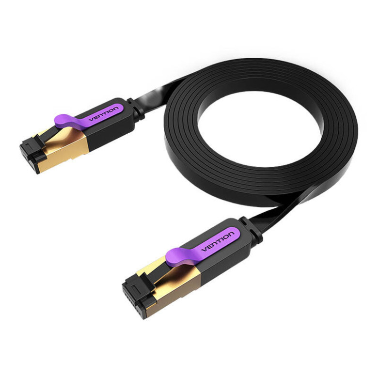 Flat Network Cable UTP CAT7 Vention ICABK RJ45 Ethernet 10Gbps 8m Black Flat Network Cable UTP CAT7 Vention ICABK RJ45 Ethernet 10Gbps 8m Black
