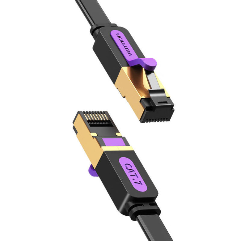 Flat Network Cable UTP CAT7 Vention ICABK RJ45 Ethernet 10Gbps 8m Black Flat Network Cable UTP CAT7 Vention ICABK RJ45 Ethernet 10Gbps 8m Black