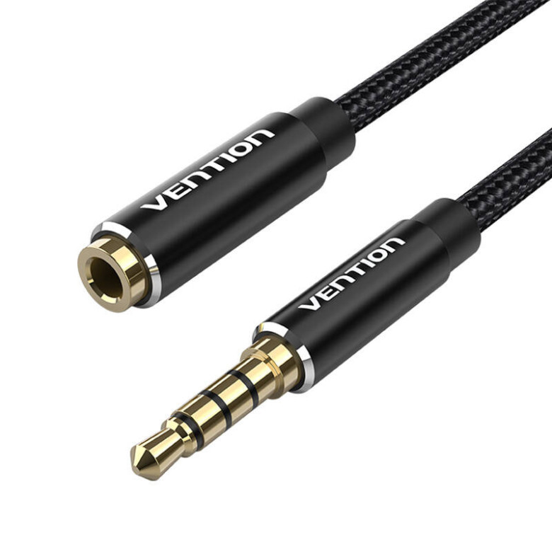Kábel Audio TRRS 3.5mm férfi 3.5mm női Vention BHCBI 3m Fekete Kábel Audio TRRS 3.5mm férfi 3.5mm női Vention BHCBI 3m Fekete