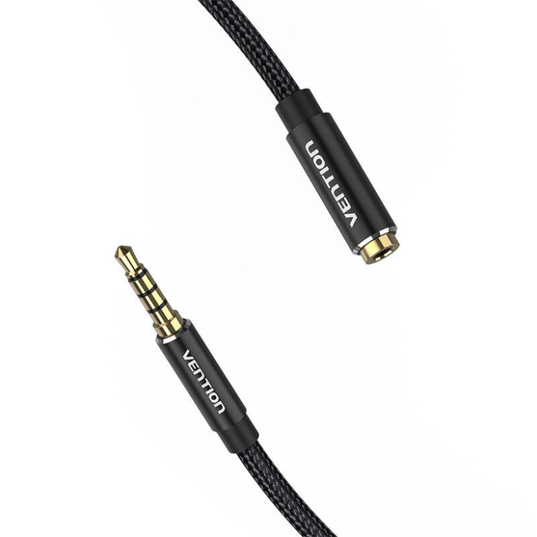 Kábel Audio TRRS 3.5mm férfi 3.5mm női Vention BHCBJ 5m Fekete Kábel Audio TRRS 3.5mm férfi 3.5mm női Vention BHCBJ 5m Fekete