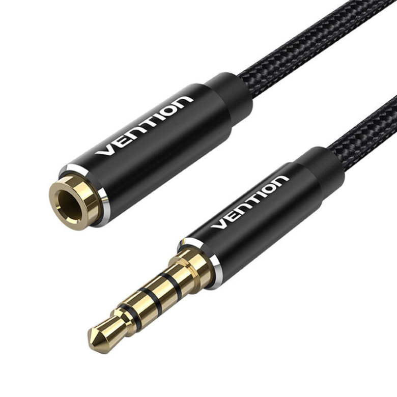 Kábel Audio TRRS 3.5mm férfi 3.5mm női Vention BHCBJ 5m Fekete Kábel Audio TRRS 3.5mm férfi 3.5mm női Vention BHCBJ 5m Fekete