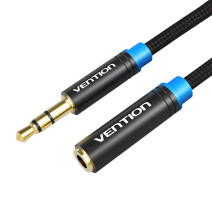 Cable Audio Braided 3.5mm male-female Vention VAB-B06-B150-M 1,5m Black Cable Audio Braided 3.5mm male-female Vention VAB-B06-B150-M 1,5m Black