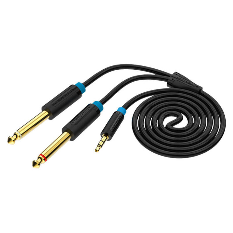 Audio Cable TRS 3.5mm to 2x 6.35mm Vention BACBJ 5m Black Audio Cable TRS 3.5mm to 2x 6.35mm Vention BACBJ 5m Black