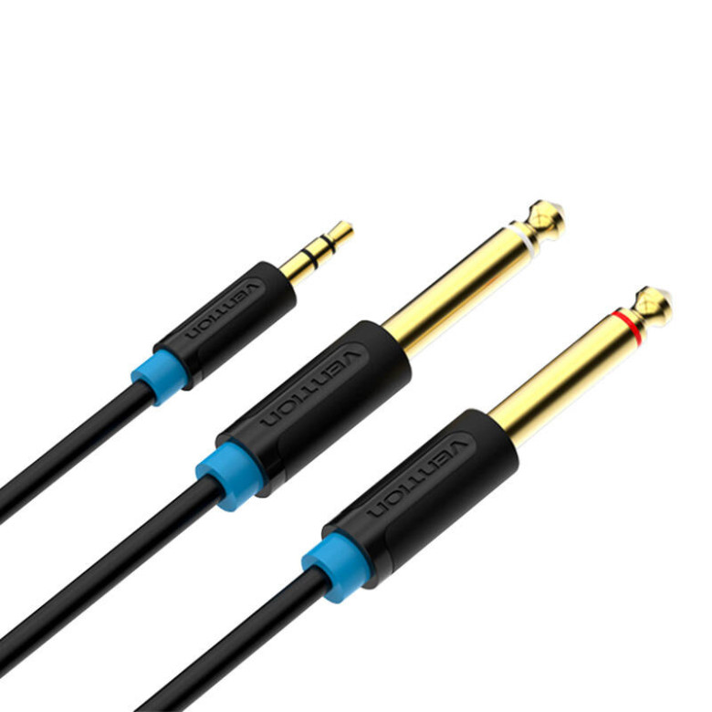 Audio Cable TRS 3.5mm to 2x 6.35mm Vention BACBJ 5m Black Audio Cable TRS 3.5mm to 2x 6.35mm Vention BACBJ 5m Black