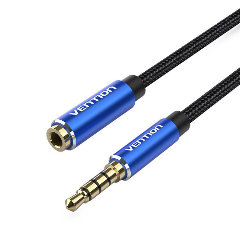 Cable Audio TRRS 3.5mm Male to 3.5mm Female Vention BHCLJ 5m Blue Cable Audio TRRS 3.5mm Male to 3.5mm Female Vention BHCLJ 5m Blue