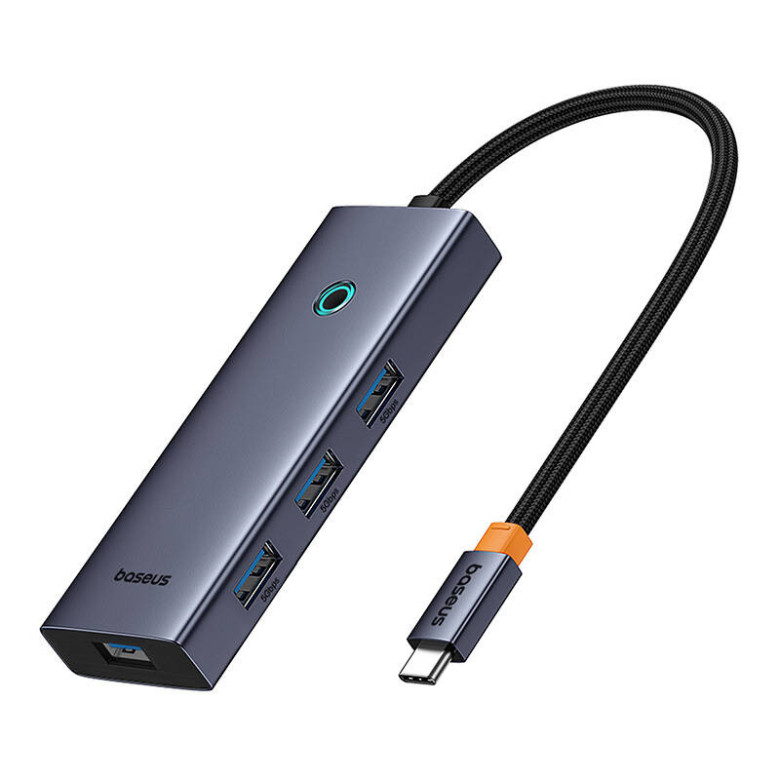Baseus UltraJoy 5 portos hub, 4xUSB 3.0, PD (szürke)