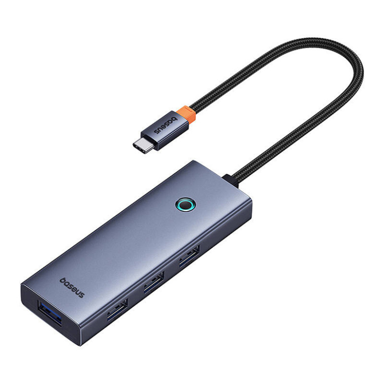 Baseus UltraJoy 5 portos hub, 4xUSB 3.0, PD (szürke)